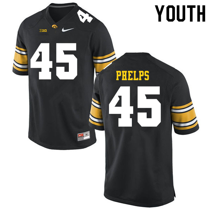Youth #45 Nick Phelps Iowa Hawkeyes College Football Jerseys Sale-Black - Click Image to Close